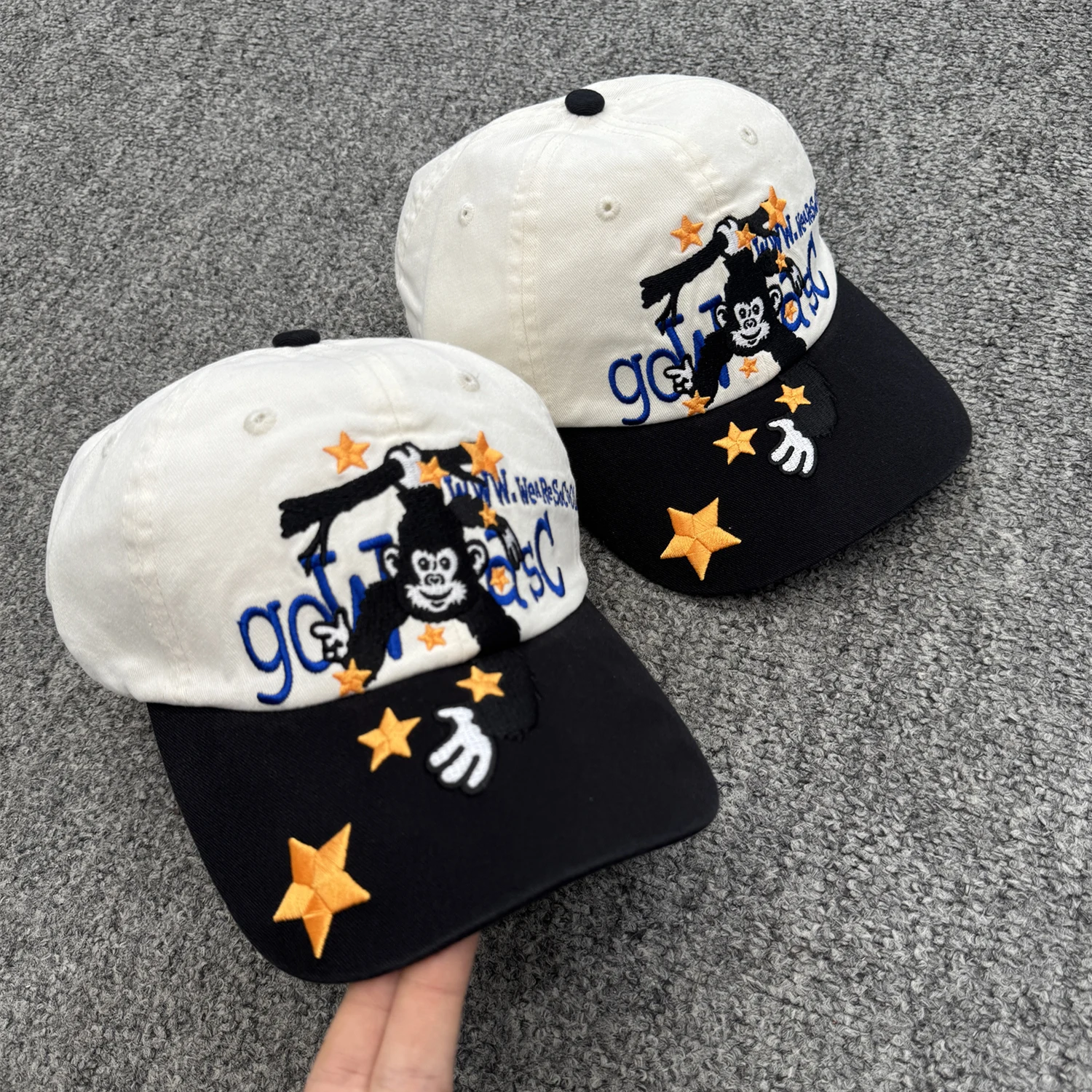 

Outdoor Running Cotton Retro Causal Monkey Embroidery Breathable Hip Hop Summer Vintage Shade Baseball Cap Hats for Men Unisex