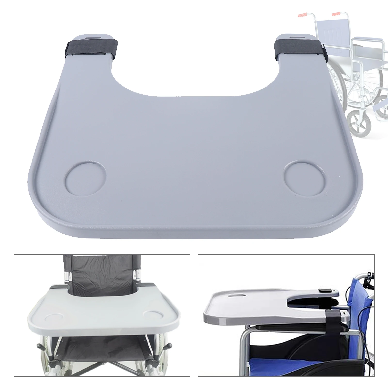 Removable Wheelchair Tray Table Dining Table Board with 2 Cup Holder for Disabled Eating Reading