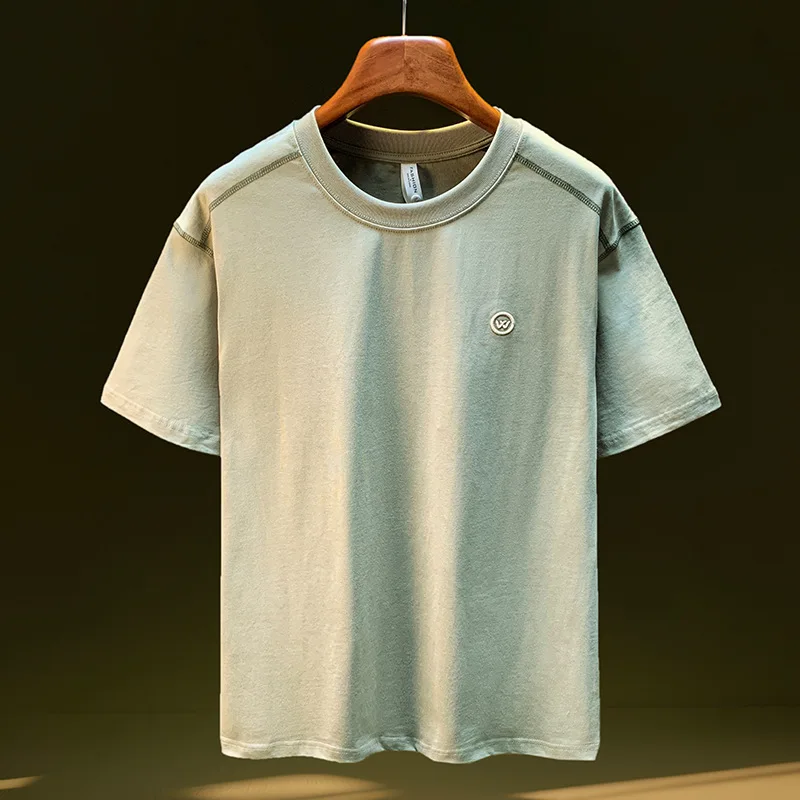 

Summer short sleeved men's T-shirt high-end simple casual base shirt versatile five quarter sleeve top