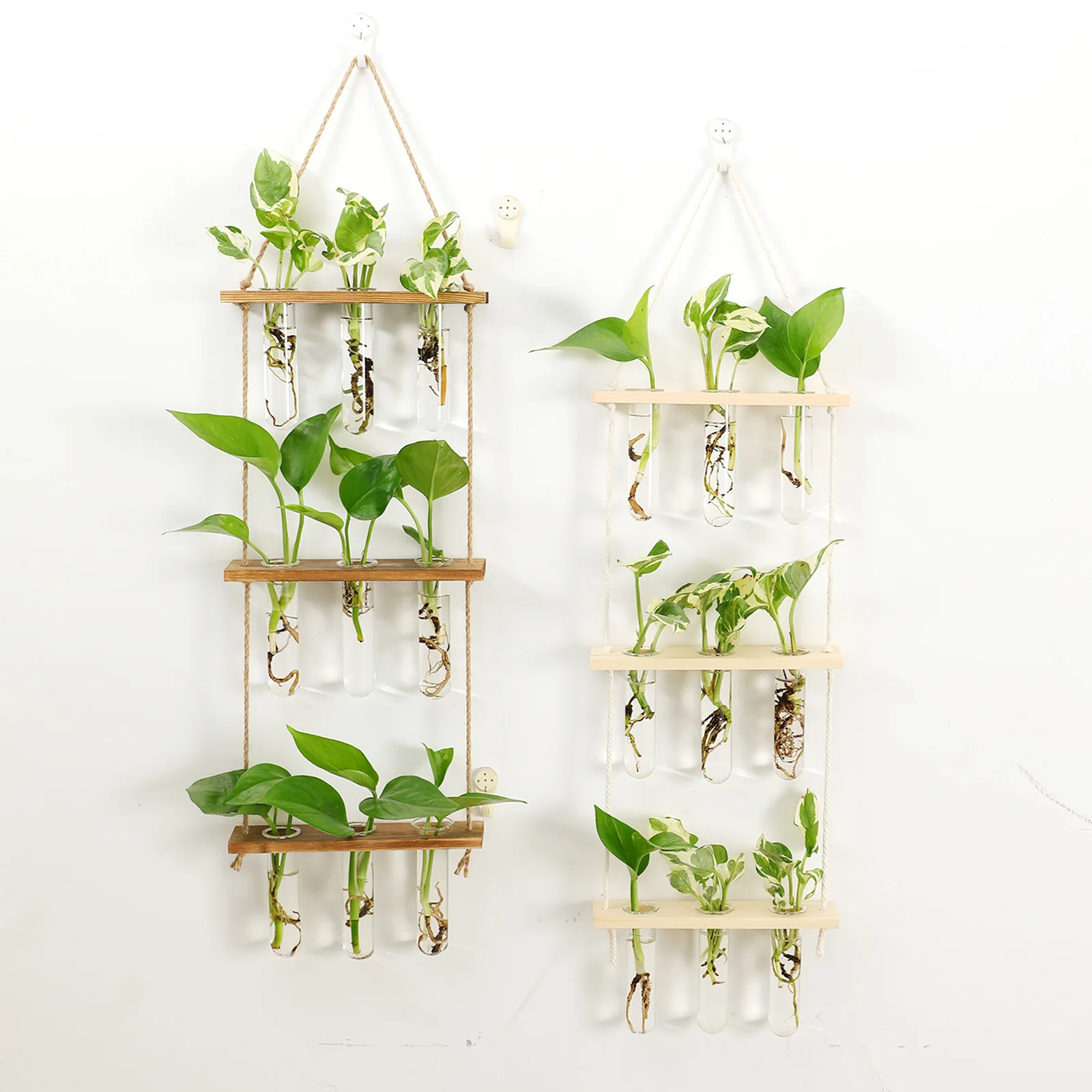 

Creative Wall-Mounted Hydroponic Plant Test Tube Wooden Vase Hanging Flower Stand Wall Flower Glass Container Home Decoration