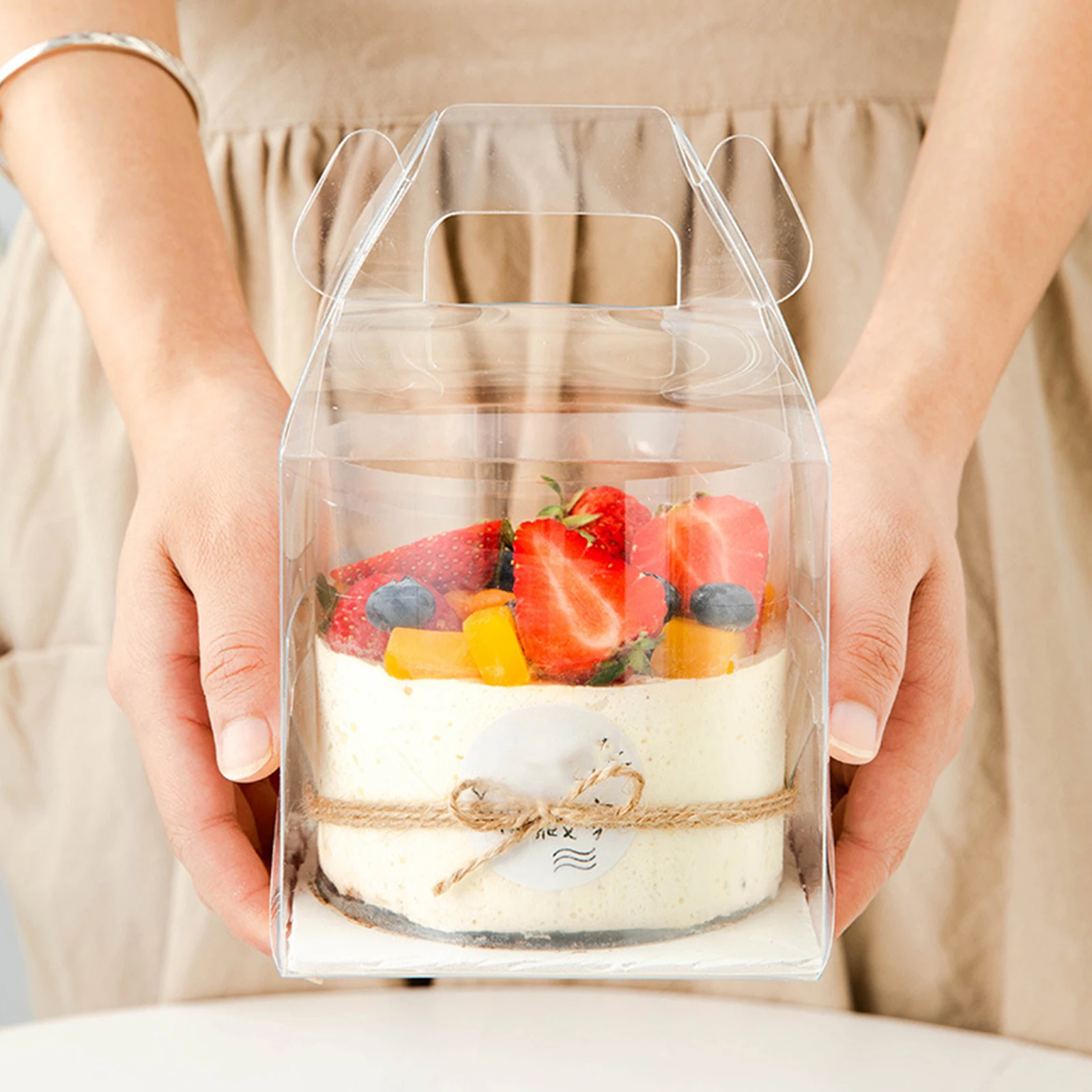 

10 Pcs Cake Box Carrier Clear Bakery Boxes Packing Container Paper Plastic Holder