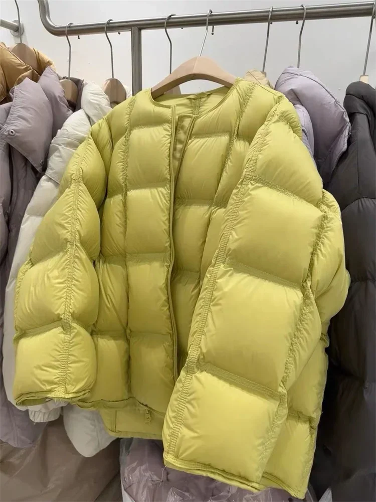 Novo coreano o pescoço bonito para baixo jaqueta de algodão casacos soltos quentes all-match simples sólido roupas femininas senhora do escritório casual macio parkas