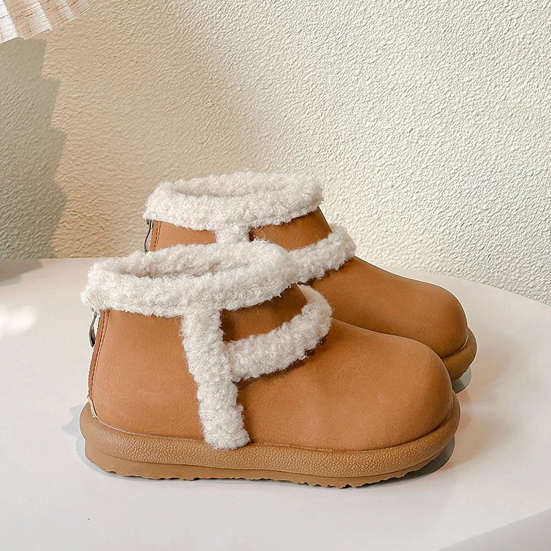 Boys Girls Ankle Boots Round Toe Sweet Kids Warm Boots Suede for Winter 2025 New Fashion Children Short Boots Non-slip Trendy