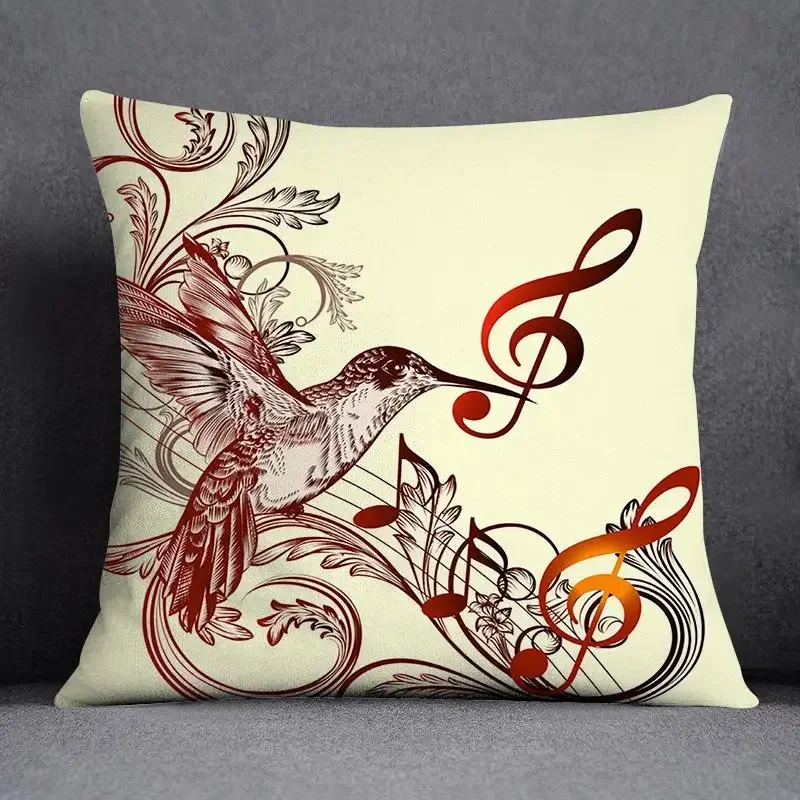 

Musical Note Guitar Series Pattern throw pillow cover with short plush print for living room sofa decoration cushion cover