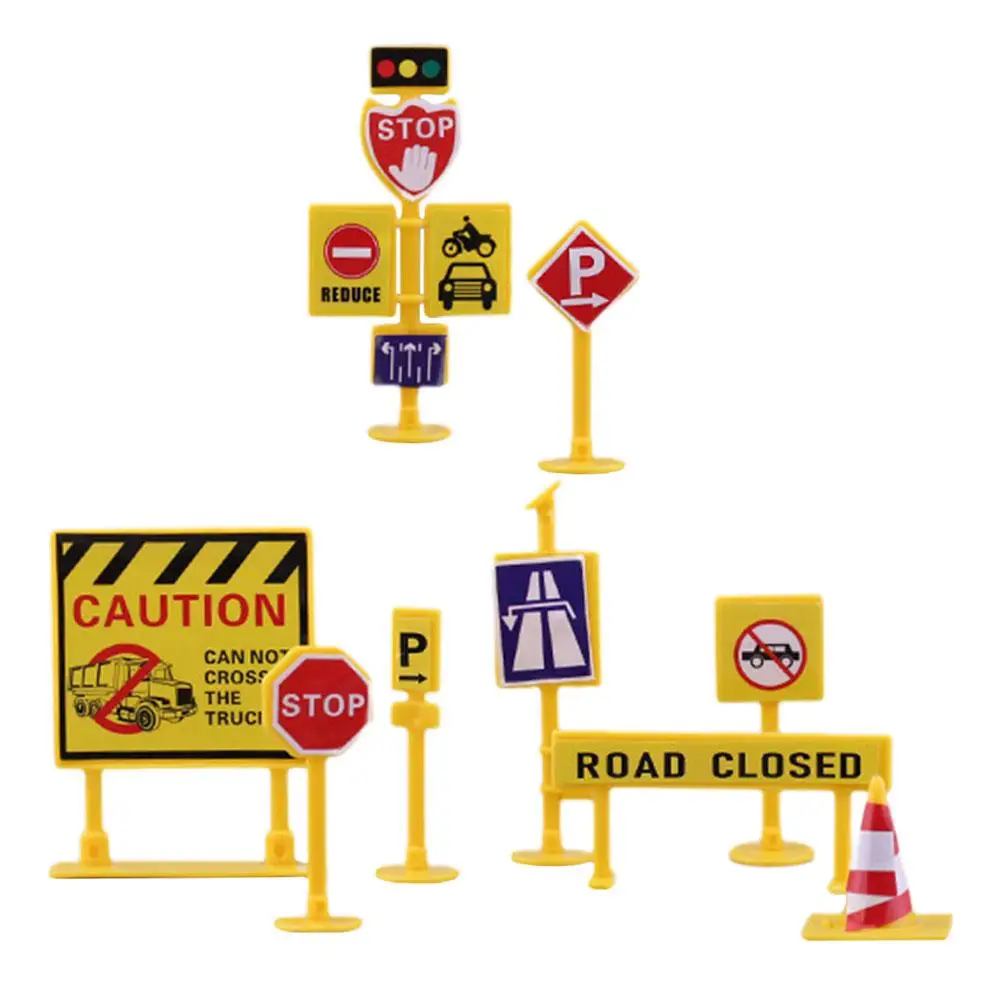 

Plastic Traffic Sign Toy Miniature Barricade Roadblock Model Kid Toys Simulation Road Sign Learning Aids Non Remote Control