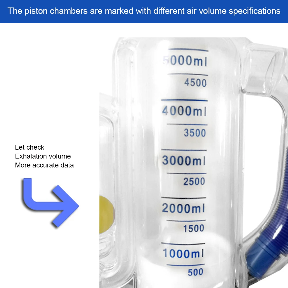 WSKEJI 3000/5000ml PVC Volumetric Exerciser Lung Breathing Exerciser Vital Capacity Apparatus Spirometer Rehabilitation Trainer