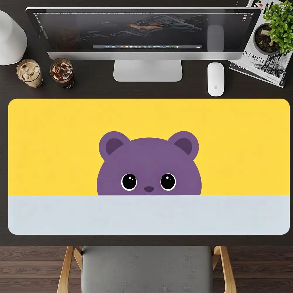 Color Block Kawaii Peeking Mixed Animals Cute Bear Wolf Fox Rabbit Raccoon Large Playmat For Laptop Gaming Desk