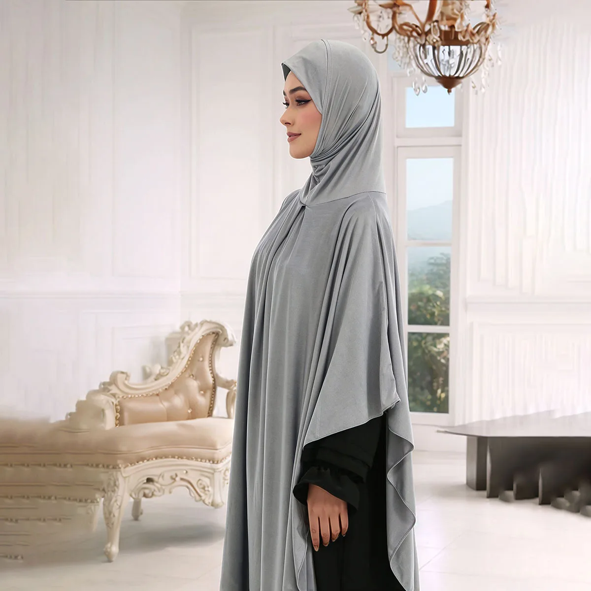 Khimar ผ้าพันคอ Eid Djellaba มุสลิมผู้หญิงสวดมนต์เสื้อผ้าดูไบ Abaya Hooded ชุดตุรกี Kaftan Headdress Niqab Burqa Jalabiya