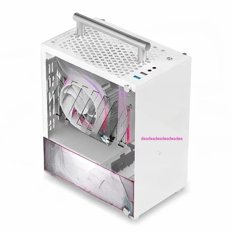 T40 Mini ITX Chassis SFX Power Pink Blue Portable Desktop Side Transparent White Small Chassis