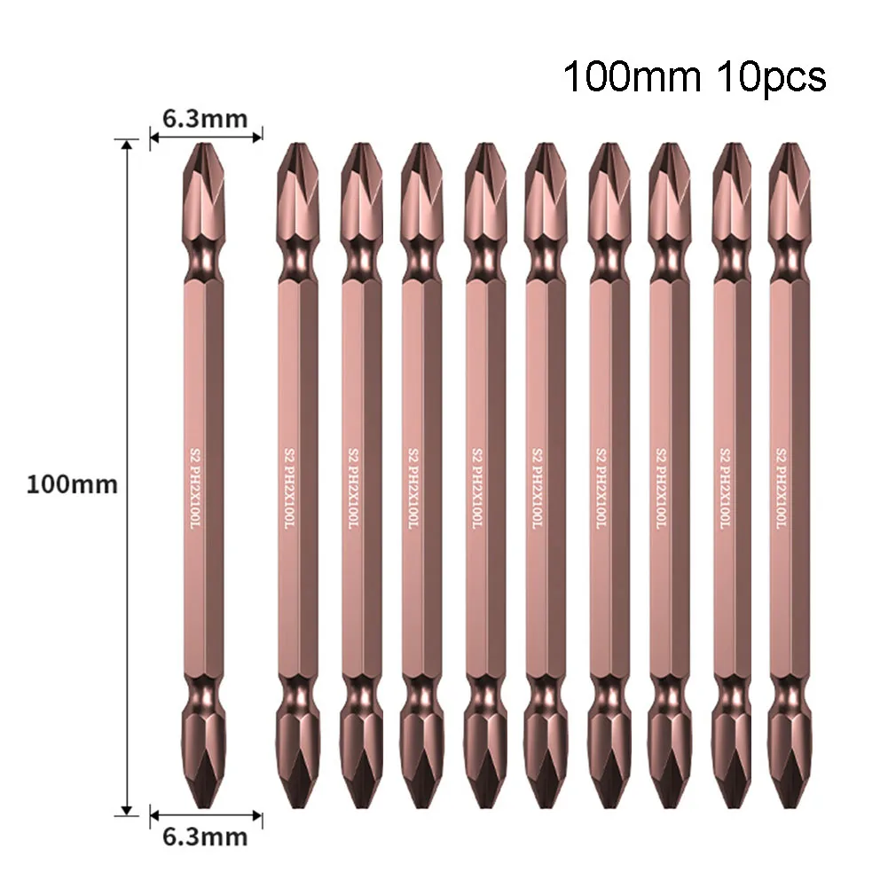 10 Pcs Double Heads PH2 Screwdriver Bit Set Chrome Vanadium Alloy Steel 1/4\'\' Hex PH2 Batch Heads Electric Screwdriver Bits