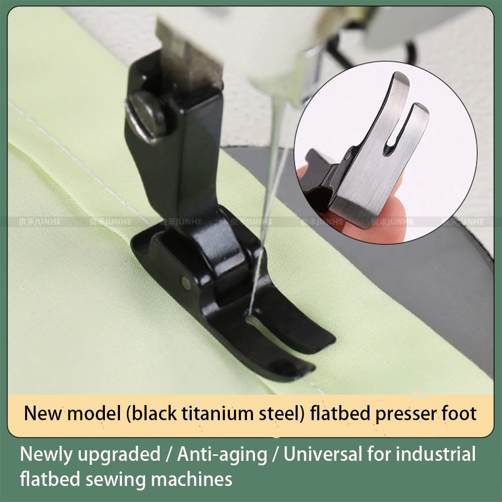 1/2 Stück industrieller Nähmaschinen-Nähfuß, schwarzer Titanstahl, neu verbessert, Anti-Aging, universell für Flachbettmaschinen