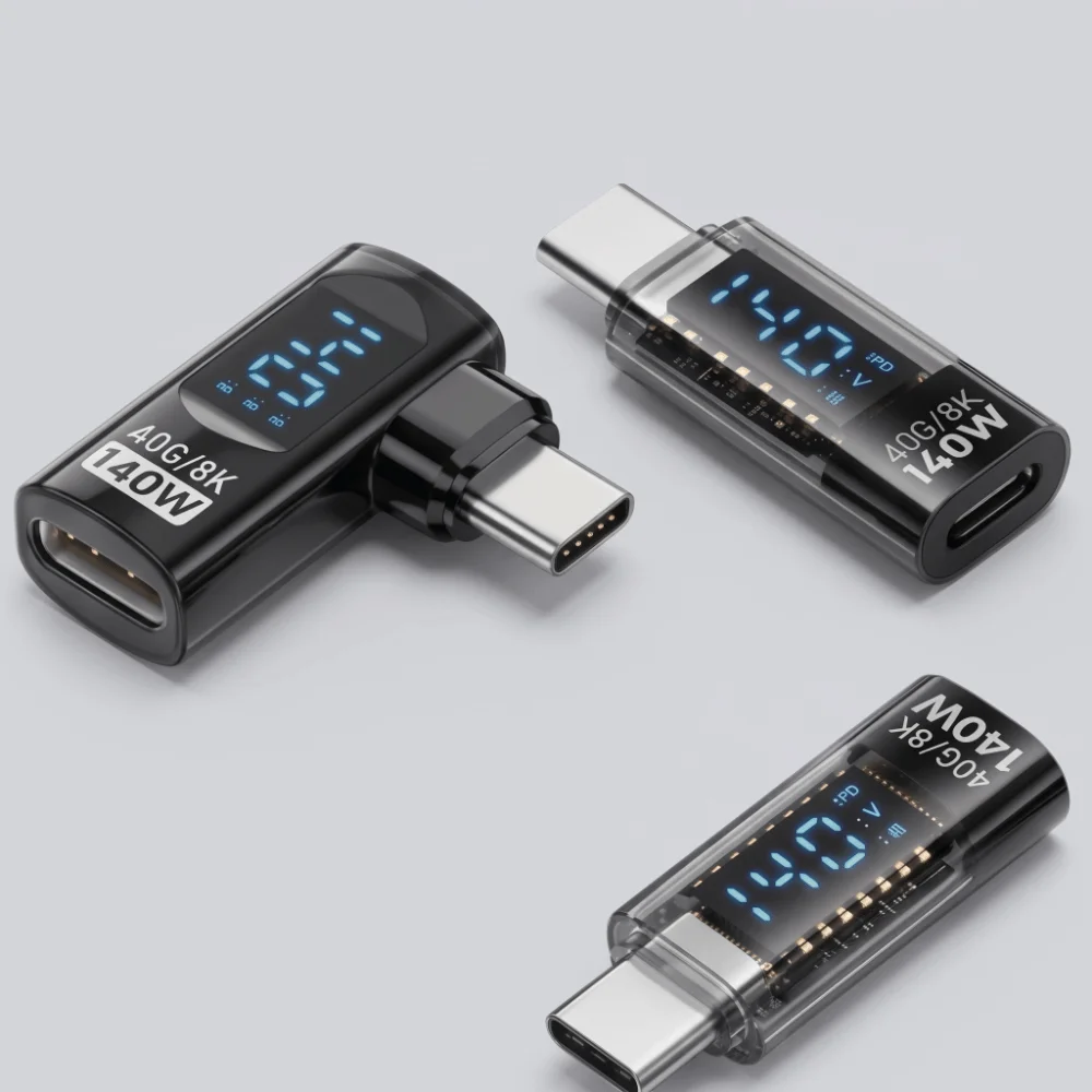 90 Degree USB-C Adapter Right Angle U Shape Type C Adapter Digital Display LED Display USB-C Male To Female Connector 8K Display