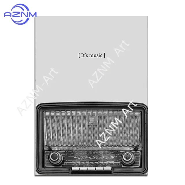 1PC Vintage Music Black and White Vinyl Record Headphone Lyrics Music Studio Canvas Painting Living Room Bedroom Home Decor view 5