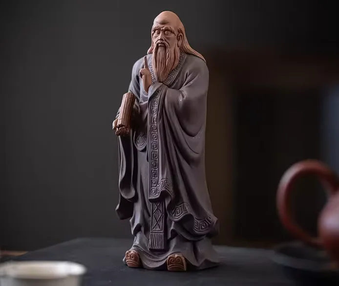 Chinese Ceramic Figure Lao Zi Statue The Great Thinkers of Ancient China Home Room Office Tea Set Decoration Memorial Statue
