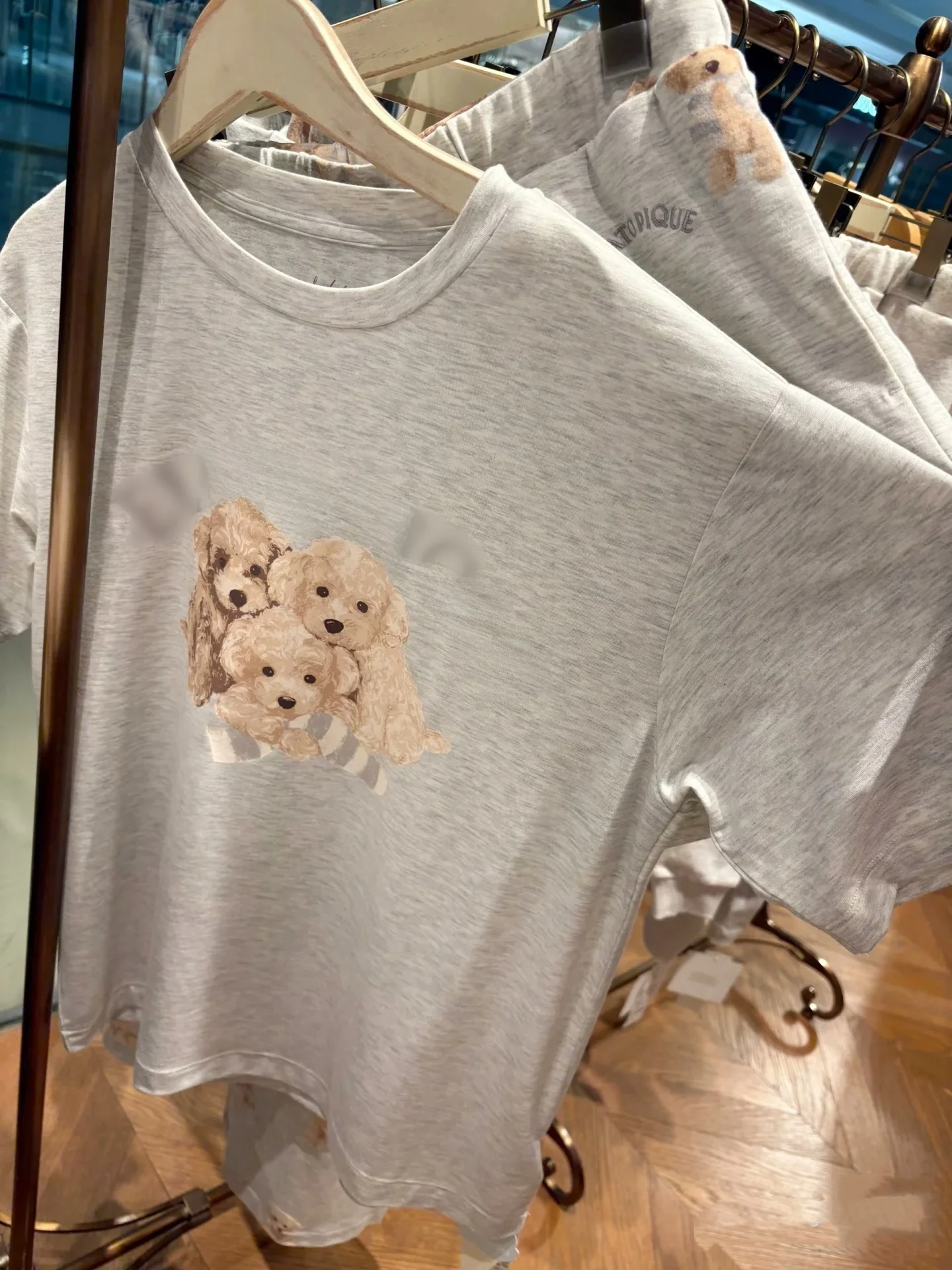 

Summer New Cartoon Teddy Dog Couples Spwear Set Modal Cotton ort Sve T-irt Home Clothes Men's ort Pants Nightgown