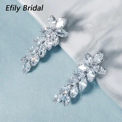 Efily Korean Fashion Cubic Zirconia Hair Clips 2Pcs/Lot Crystal Barrette Hairpins for Women Girl Bridal Wedding Hair Accessories