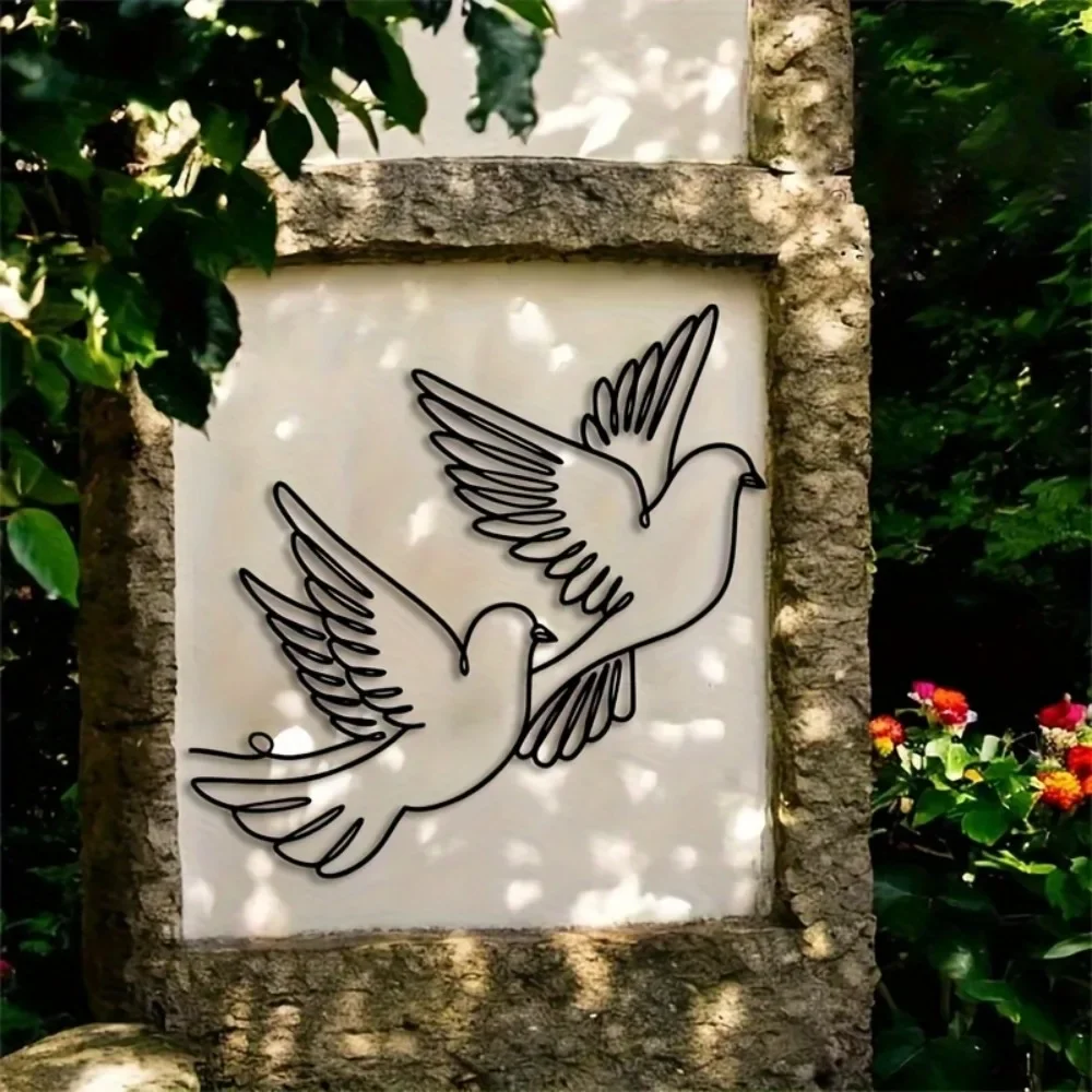 Aluminum Iron Sheet Wall Art, Laser Cut Metal Dove Decor for Home Living Room Bedroom 40cm