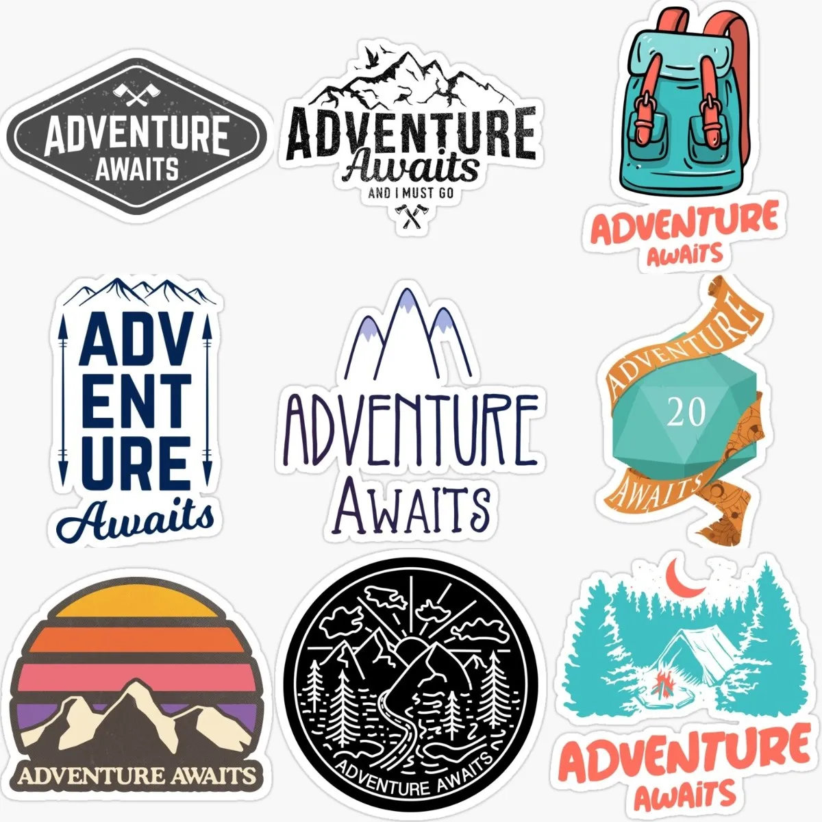 Adventure Awaits Creative Stickers for Decorate Car Van Laptop Truck Motorcycle Camper Off-road Wall Table Decal Accessories