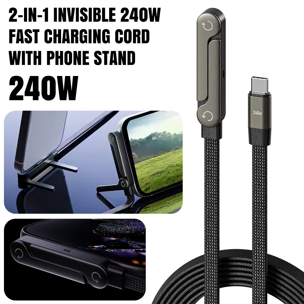 240W Fast Charging Cable with Phone Stand