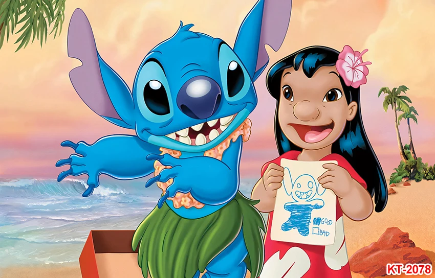 Фон для фотосъемки Лило и Стич для мальчиков и девочек, фон для вечеринки в честь первого дня рождения, украшение на стену, реквизит для детского душа