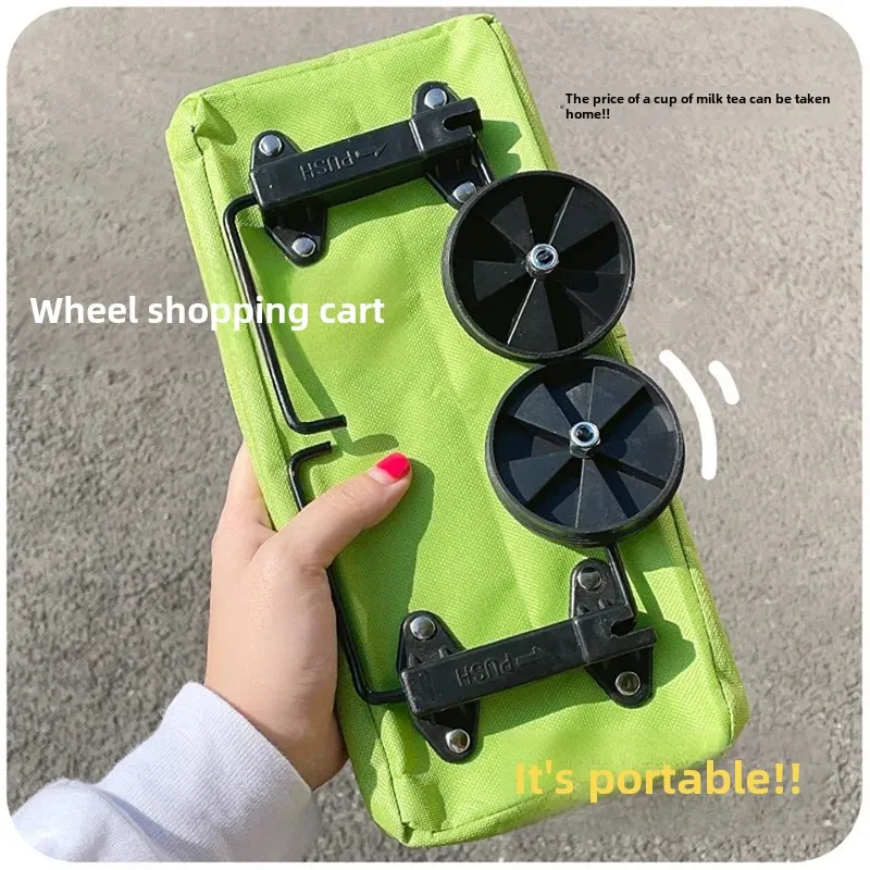 Portable Folding Shopping Cart Lightweight Hand-Pulled Wheelchair Home Delivery Small Trolley Convenient Kitchen Helper