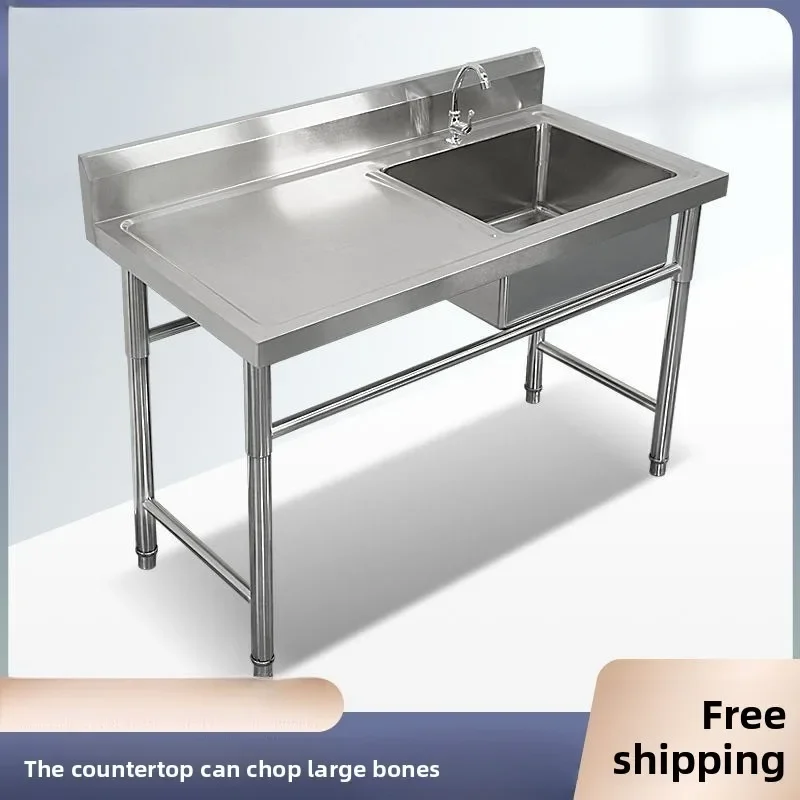 Stainless Steel Commercial Kitchen Sink Basin with Stand Double Single Bowl Washing Plant Platform Durable Heavy Duty Sink