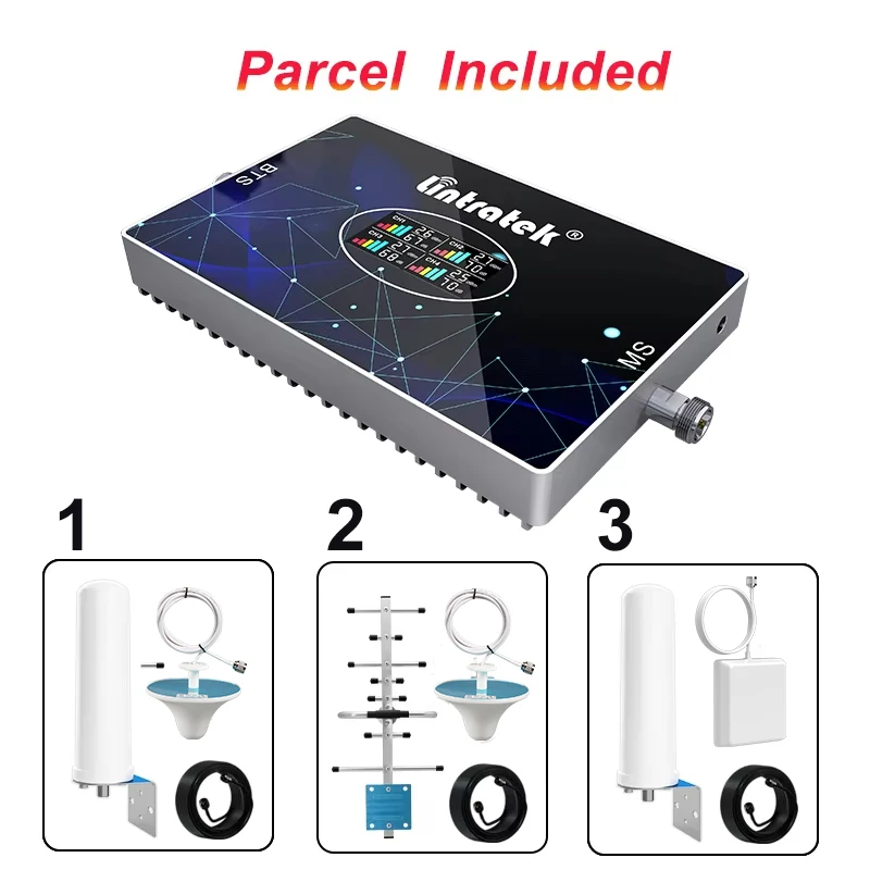 Lintratek 2G 3G 4G LTE Cellular Amplifier 800 900 1800 2100 2600 850 MHz Mobile Signal Repeater 4 Band Booster 360° Antenna Kit