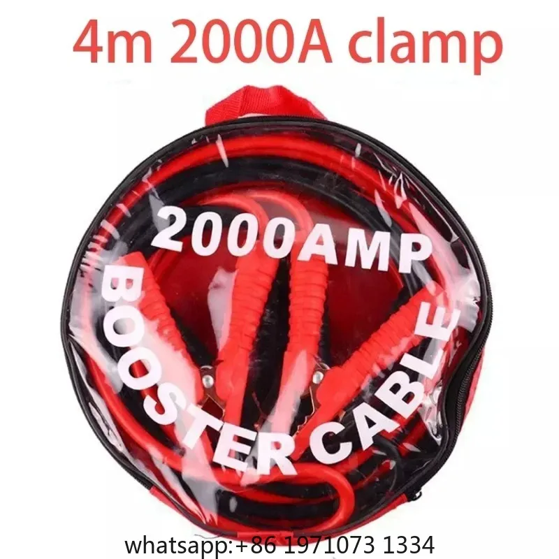 2000A 4M Heavy Duty Car Battery Jumper Cables Emergency Fast Start Booster Cables Anti-Corrosion Clamps