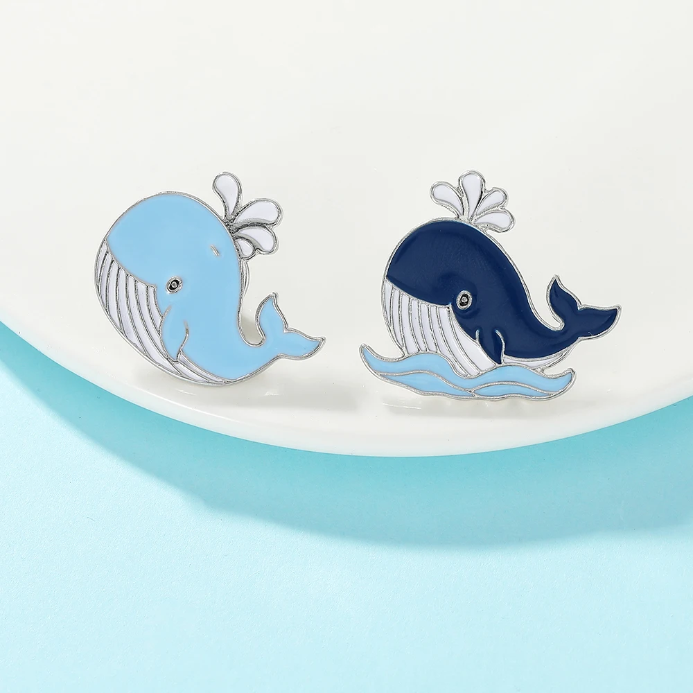 Cartoon Chubby Whale Enamel Br - Embroidery Whale ulasan dan harga