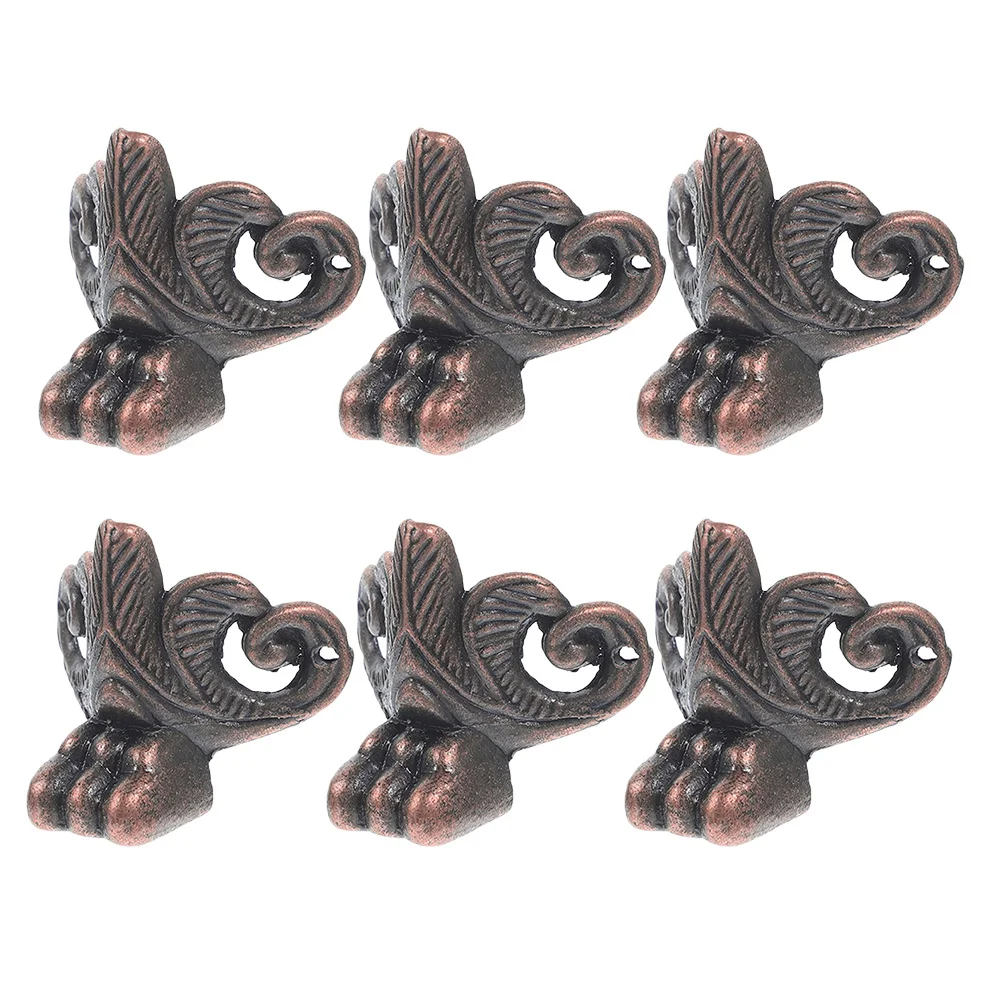 

6pcs Vintage Wood Box Feet Metal Legs For Jewelry Chest Corner Protector Zinc Alloy Furniture Legs Decorative Base Support