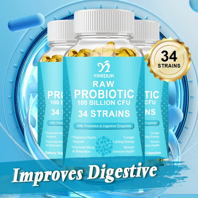 Organic Enzymes Probiotic Capsule 100 Billion CFU Probiotics Nutrient Digestion & Gut Health for Adults Women & Men