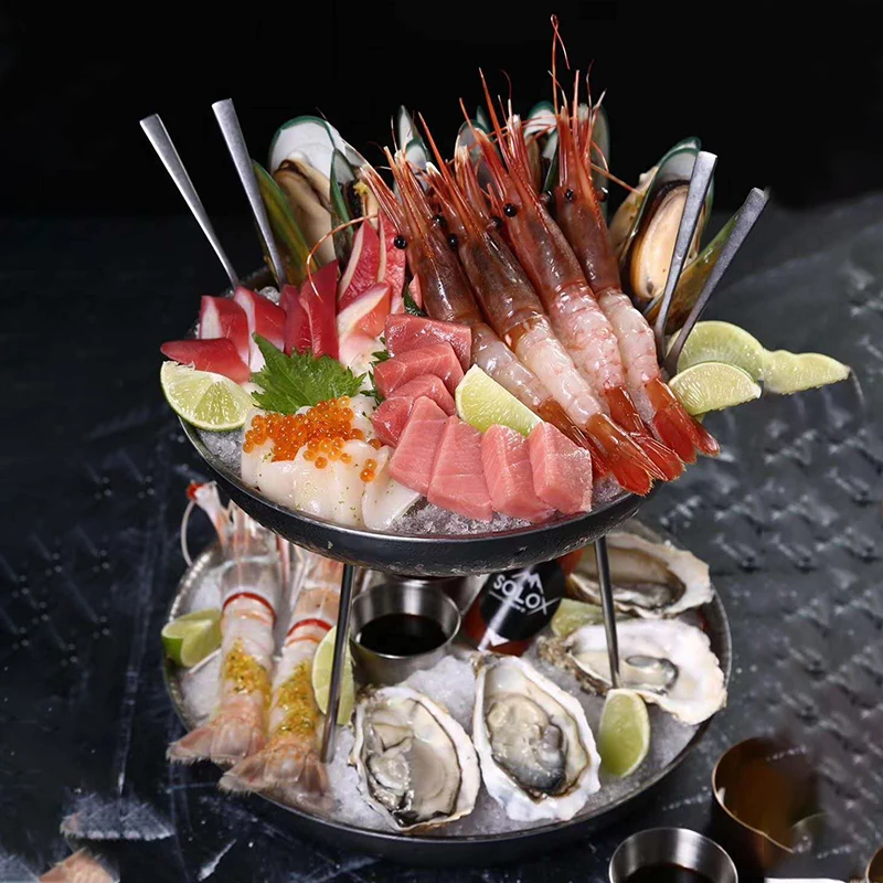 

Creative Fashion Tableware online celebrity Branch Western Restaurant Seafood Tower Oyster Tower Three-story steel snack f