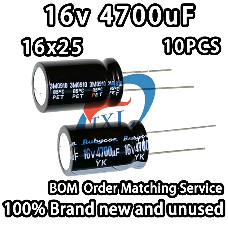 During the Event: 10PCS 4700UF 16V Imported Aluminum Electrolytic Capacitors 16v4700uF 16x25mm Ruby YK Series 85℃