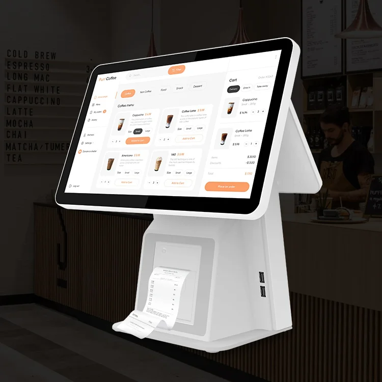 Sinmar dual screen monitor all in one desktop point of sale pos customer display android windows pos touch screen monitor