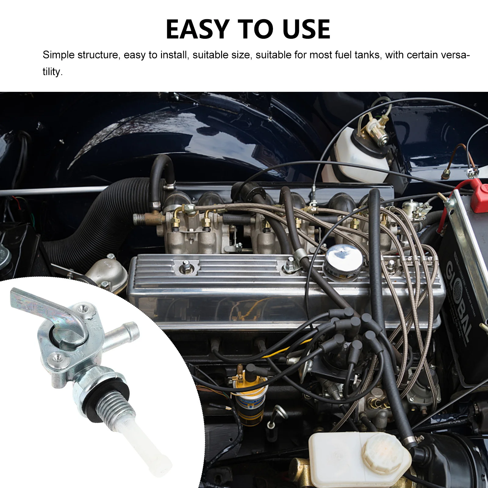 

Gas Tank Fuel Switch Assembly Zinc Alloy Plastic Rust Proof Easy Install Seal Shut Off Generator Oil Tank Valve