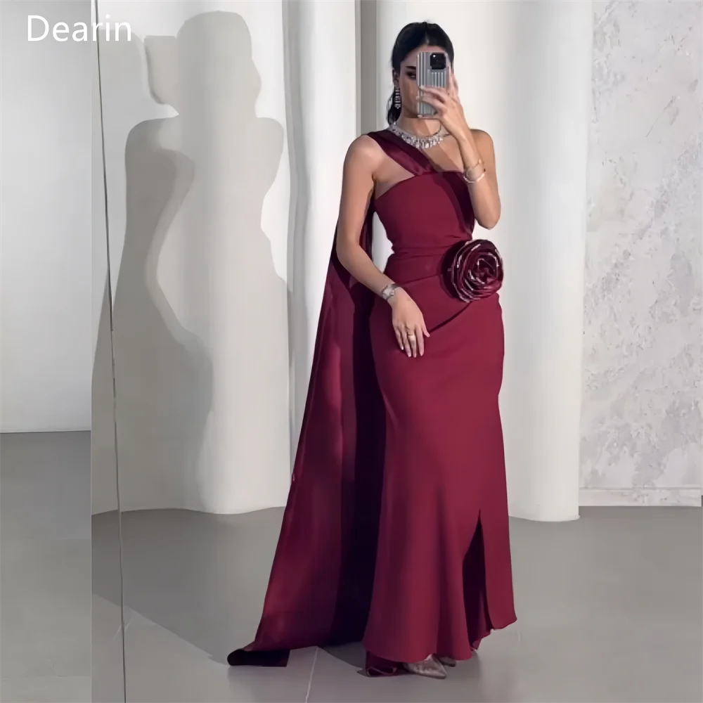 

Customized Evening Dress Prom Formal Gown Dearin Strapless Mermaid Floor Length Skirts Draped 3D Flower Bespoke Occasion Dresses