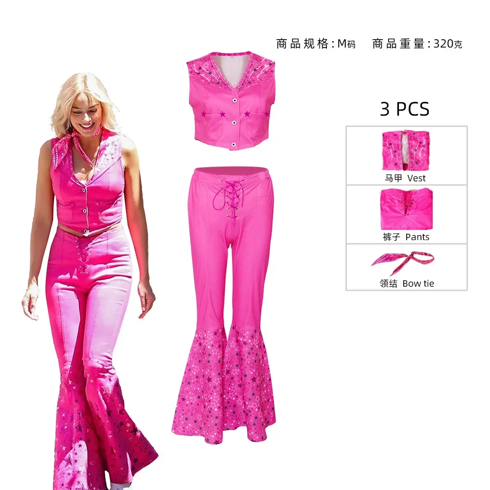 Costume de Cosplay de Barbie Margot Robbie Rose pour Femme et Homme, Vêtements de Plage Imbibés, Maillot de Bain Ken Ryan Gosling, Uniforme d'Halloween