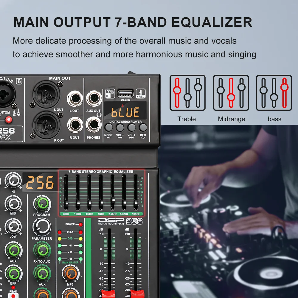 BOMGE 4/6 قناة 256DSP جهاز مزج الصوت USB بلوتوث/كاتو دايا 48 فولت مستقل/كوكوك ستوديو، بانجسينج دي جي، بيستا