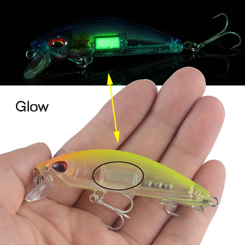 YUCONG 1PC Laser Minnow Bait 7cm-11g Luminous Fishing Lure Artificial Hard Bait Diving Crankbait Wobbler Lure Glow Pesca Isca