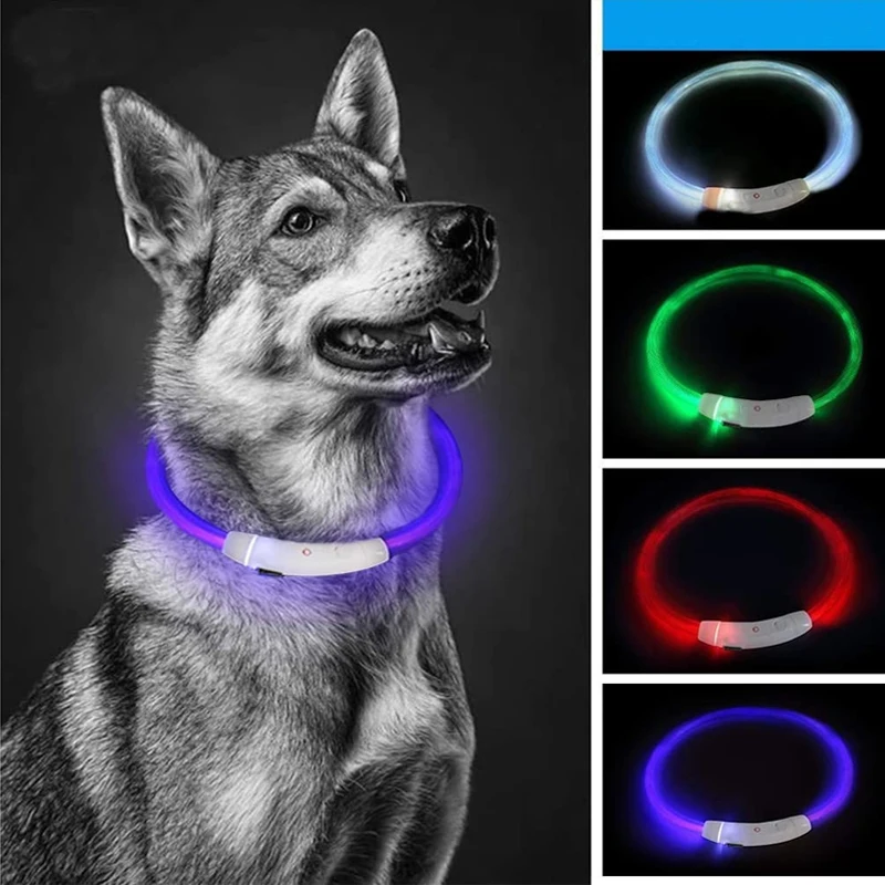 3 Modes Led Light Glowing Loss Prevention Rechargeable LED Dog Collars Glowing Luminous Pet Dog Collar Usb Dog Collar Night