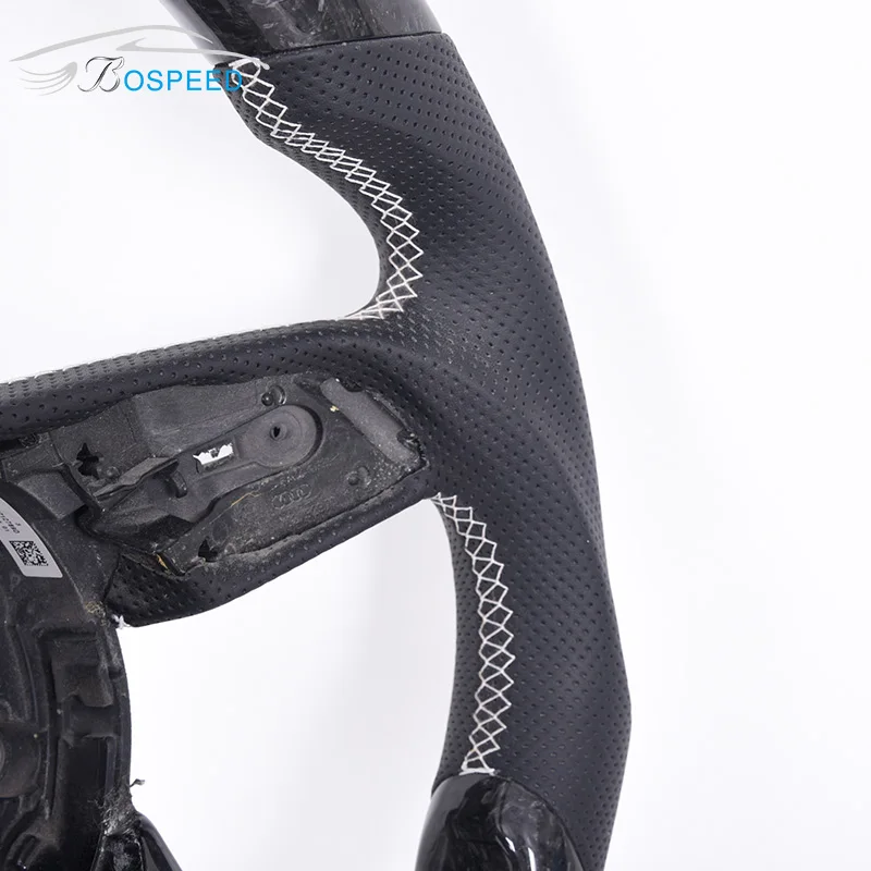 Custom Car Steering Wheel For Audi RS Series RS3 RS4 RS5 RS6 RS7 C8 C7 B9 B9.5 LED Forged Carbon Fiber Black Perforated Leather