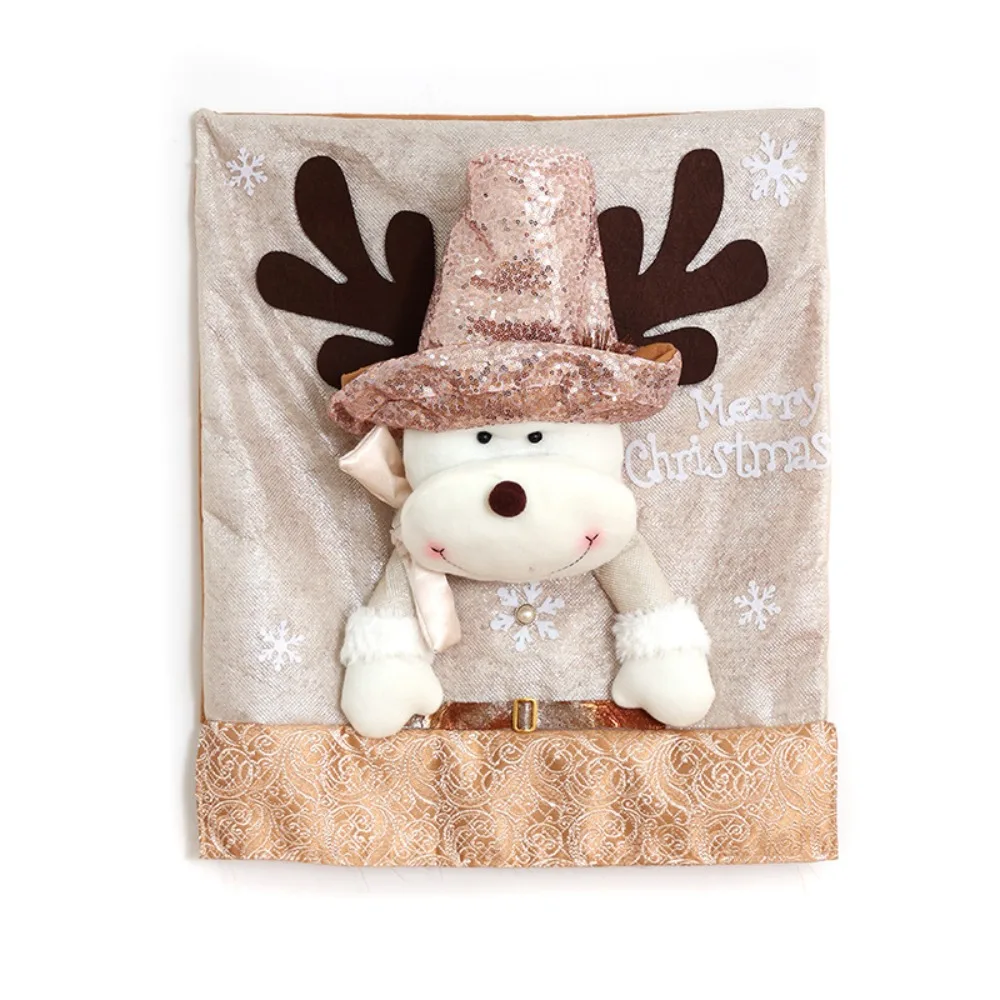 

Simple Cartoon Christmas Chair Cover Soft Stretch Seat Protector Removable Glitter Xmas Dinner Chair Seat Cover Home Decoration