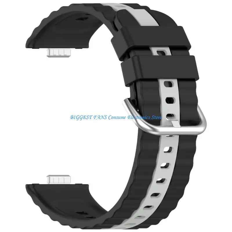 

Ergonomic Silicone Band For Watch Fit 3/4 Fitness Trackers Textured Sport Straps