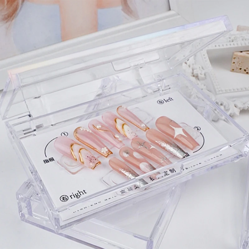 Transparent Nail Dustproof Storage Box Anti Oxidation Packing Boxes Nail Container Box Portable Plastic Manicure Display Holder