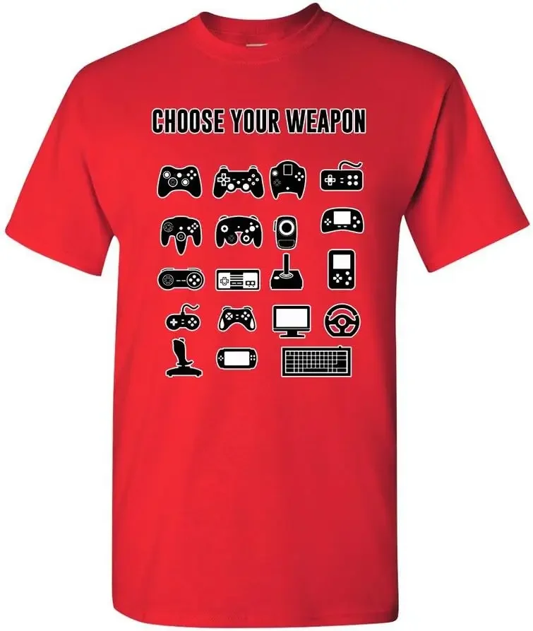 New Choose Your Weapon Controller Gamer Nerd Geek Funny DT Adult T-Shirt Tee