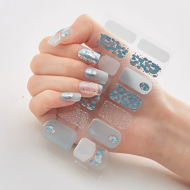 

Semi Cured Gel Nails Art Stickers Fashion Solid Color Manicure Decal UV LED Lamp Need Gel Nail Decals Nail Sticker Decoration