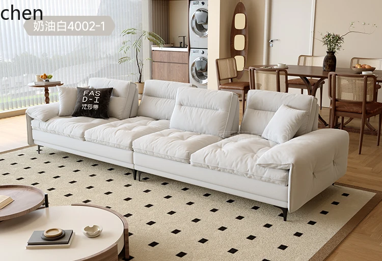 YFY  Sofa Cat Scratching Fabric Adjustable Backrest Straight Row Living Room Light Luxury Minimalist Ultra Deep Seat Wide Sofa
