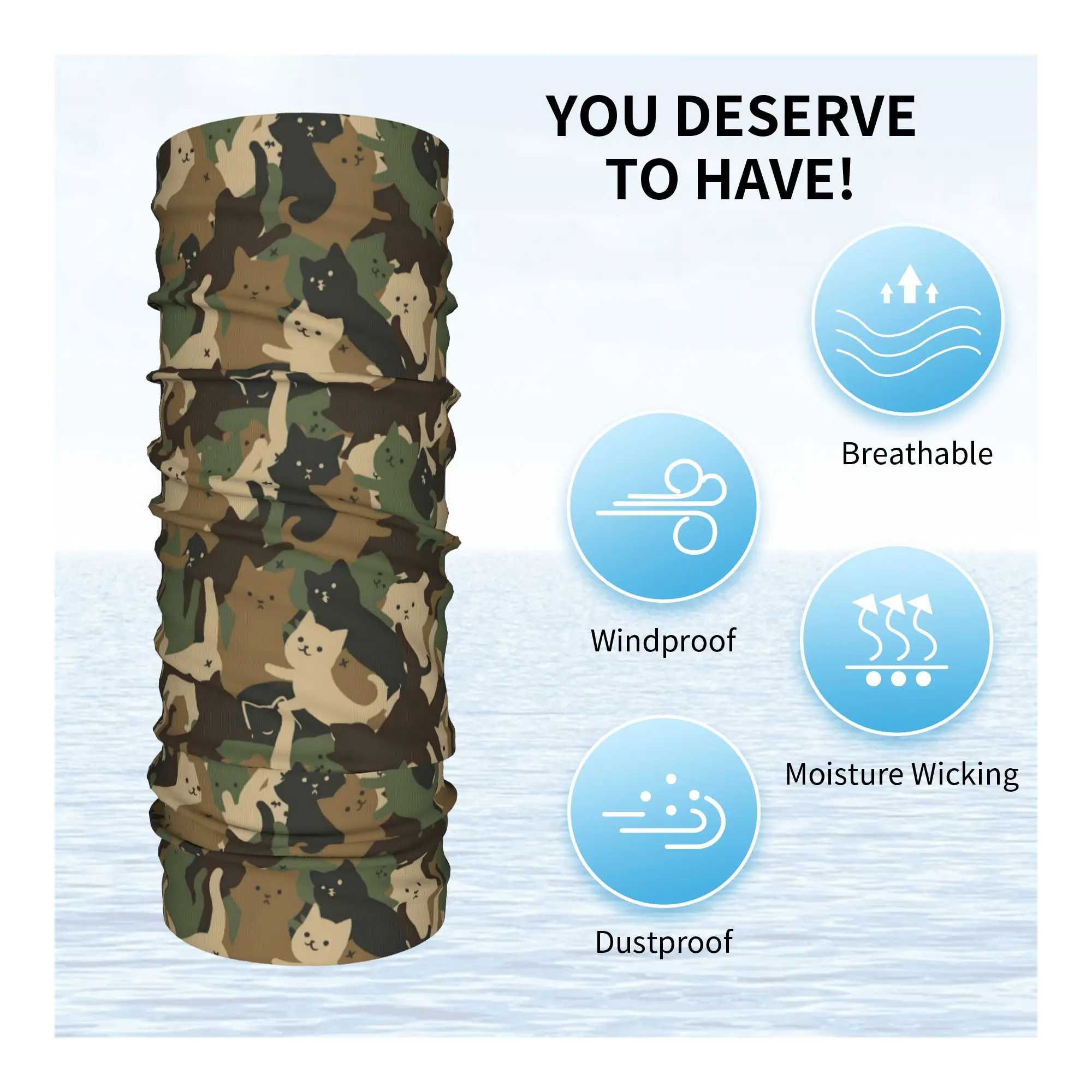 Custom Cute Cat Camouflage Bandana Neck Warmer Men Women Winter Hiking Ski Scarf Gaiter Flecktarn Camo Face Cover image 3