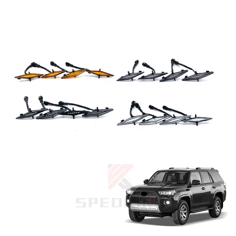 Spedking 2014-2021 SR5 Limited Pro Sport TRD 4 PCS Led Amber Grille Lights for 4Runner