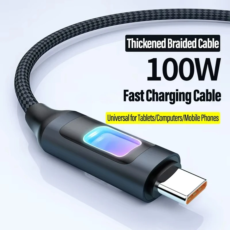 

PD100W Fast Charging Data Cable RGB Ambient Light USB Dual TypeC to C Data Cable for iphone 15 16 17 Huawei Samsung Xiaomi iPad